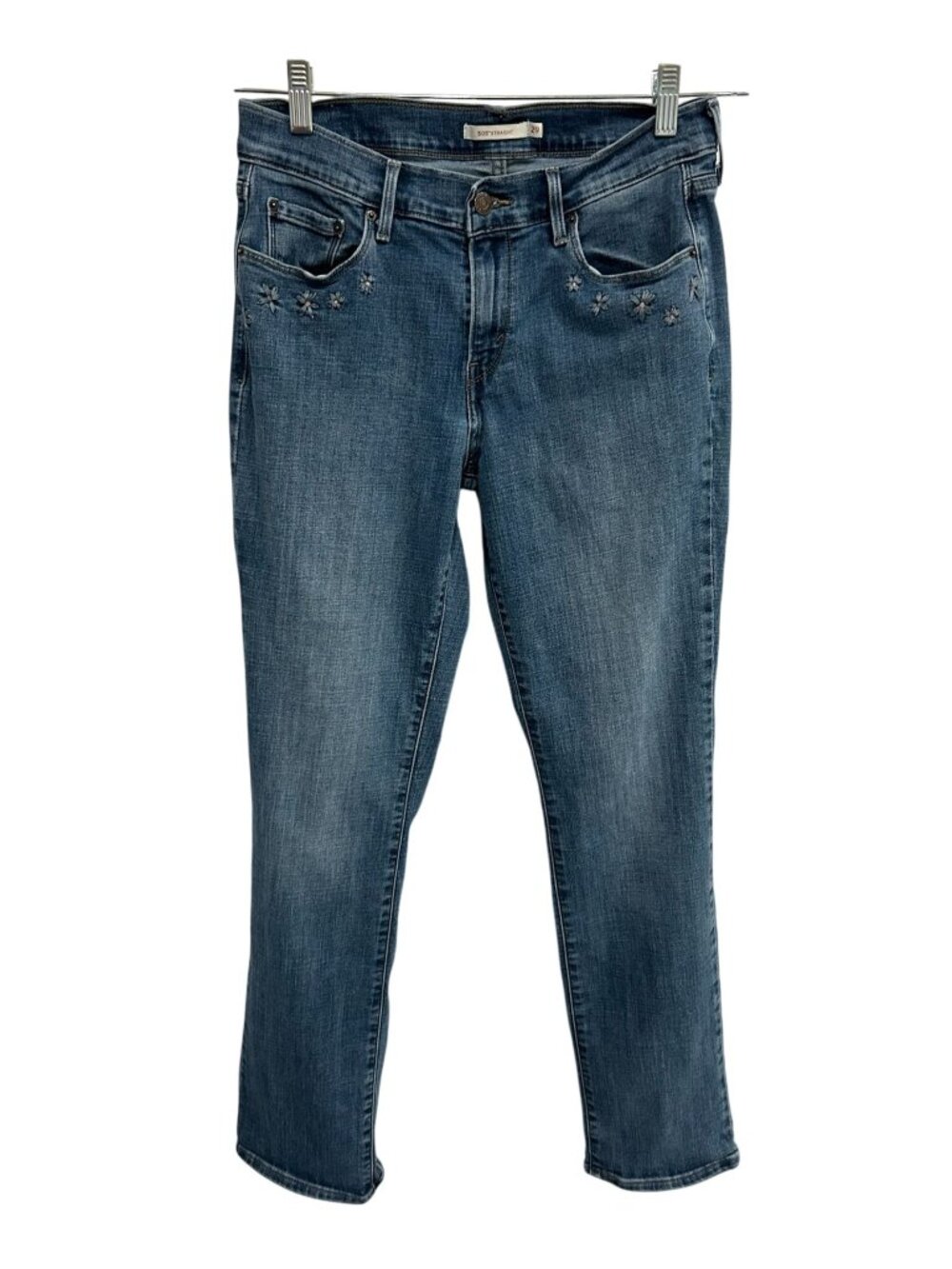 Levis 505 Size 29 Blue Medium Wash Straight Leg Denim Jeans Mid-Rise Retro